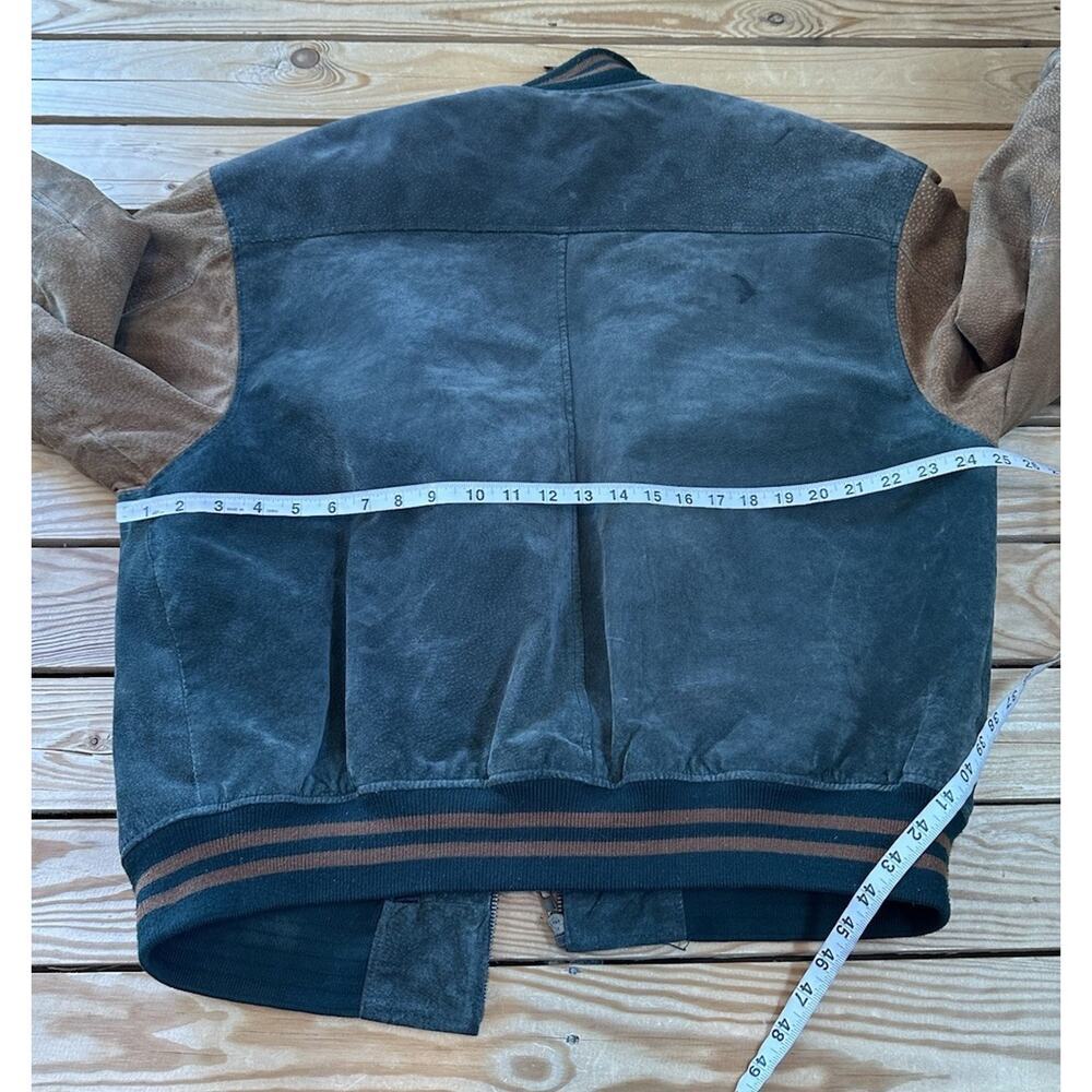 Vintage Watershed William Barry Leather Bomber Jacket Size XL Men’s Green Brown - Picture 8 of 12